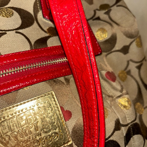 Large size zipper, closing coach logo bag - Picture 6 of 9